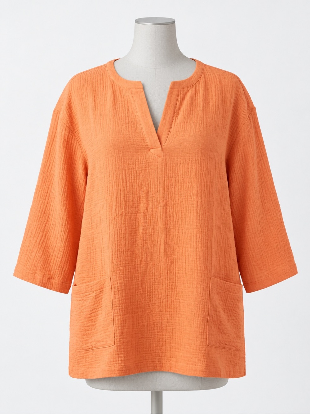 Soft Surroundings NWT Araza Orange 100% Cotton Tunic Top Size 1X Pockets